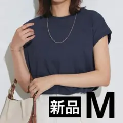 【新品】ネイビー Tシャツ フレンチスリーブ Mサイズ　汗染み防止のサムネイル