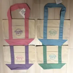 TRADER JOE'S ミニ キャンバス トートバッグ４色セット パステル