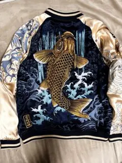 ２面用 絡繰魂 鷲 日本限定 スカジャン vintage unisex レーヨン 駿河湾鬼鷲刺繍スカジャン 絡繰魂 223012 和柄 和風 粋 スーベニア