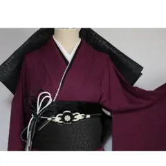 美品■無地トール振袖6点セット帯新品ワインレッドエンジ色フルセット成人式WT56