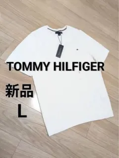 【新品・タグ付き】トミーフィルフィガー 半袖 ケーブルニット ロゴ刺繍 L 白