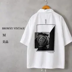 BROWNY VINTAGE バックプリント半袖シャツ M ホワイト　ブラウニーのサムネイル