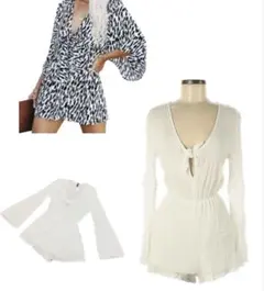 H&M　オールインワン　新品　未使用　サロペット　ホワイト　レディース