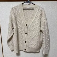 CINEMA CLUB アイボリー ケーブル編みカーディガン