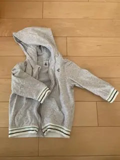 プチバトー　グレー フード付きパーカー 24m86cm