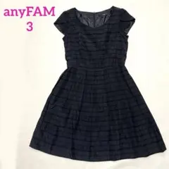 ⭐️anyFAM　半袖膝丈ワンピース　黒　ボーダー　3春夏秋＊150のサムネイル