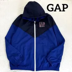 【GAP】ギャップ ナイロンジャケット フード付き バイカラー Mサイズ