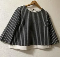 コットン88%、伸縮性&柔らかな質感、若干Aライン、裾シフォン生地、トップス