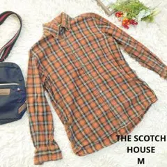 【THE SCOTCH HOUSE】シャツ（M）オレンジブラウン/ウール混合