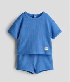 H&M◆コットンワッフル　セットアップ　ブルー　ワッフルジャージーのサムネイル