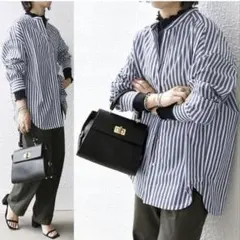 値下げ SHIPSanyシップスエニィREPREVEバンドカラーシャツストライブ