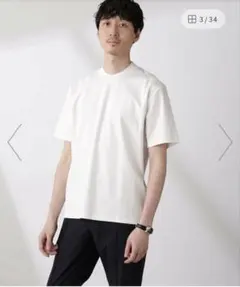 ナノユニバース　ジャケT(R) プレミアム クルーネック 半袖　白S