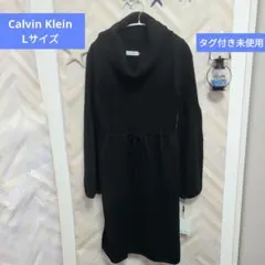 Calvin Klein Lサイズ ニット ワンピース タートルネック ブラック