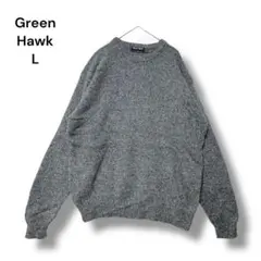 グリーンホーク　ニット　セーター　Ｌ　長袖　グレー　ストレッチ