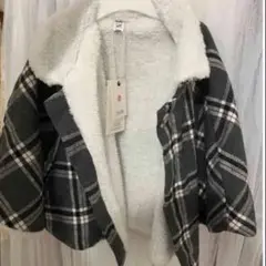 新品☆90 チェック柄　ポンチョ　ジャケット