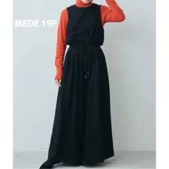 美品✨MEDE19F タック遣いのカットソーオールインワン 黒 L フェリシモ