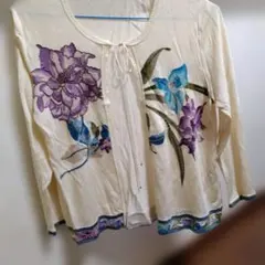 LEONARD レオナールカーディガン 花柄ビーズ刺繍 長袖のサムネイル