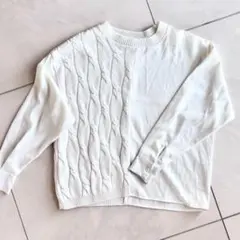 ZARA ザラ　ホワイト ニットセーター　アシンメトリー　ケーブルニット