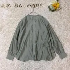 北欧、暮らしの道具店 バンドカラー シアー シャツ セルロース 光沢 