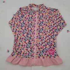 ウズランド　幾何学模様　三角　ラッシュガード　長袖　フリル　ジップ　花