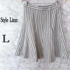 Style Linn フレアスカート L ストライプ 脚長見え ウエストすっきり
