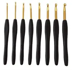 かぎ針 手芸 編み物 ハンドメイド 初心者 シリコン 9本セット ブラック