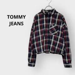 トミージーンズ チェック柄シャツ ショート丈 古着 ビンテージ風 カジュアル