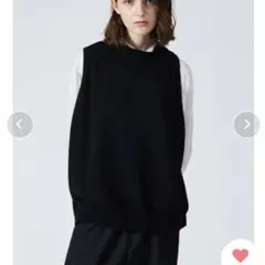 mizuiro ind アシンメトリーカラーワイドベスト ニット ウール混