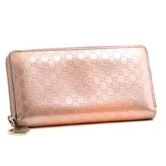 Gucci マイクロGG ラウンドファスナー長財布 ピンクのサムネイル