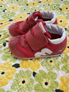 15.5㎝ 赤 mロゴ スポーティセカンドベビーシューズ ミキハウス used