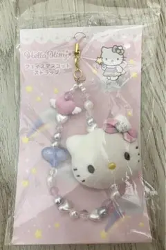 ハローキティ　フェイスマスコットストラップ　レインボー　サンリオ