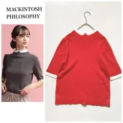 マッキントッシュフィロソフィー　クレリックカラーニット　5分袖　オレンジのサムネイル