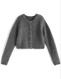 GRL グレイル ウール混モヘヤタッチショート丈ニットカーディガン an1232