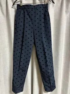 PICCIN フロッキードットセンタープレスパンツ　ネイビー　Sサイズ