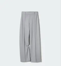 UNIQLO ブラッシュドジャージーワイドパンツ/丈長め L グレー（丈長め）