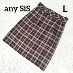 エニィスィス オンワード樫山 ウール混膝丈チェックタイトスカートバックファスナー