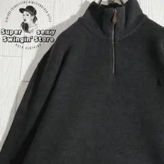 人気 ラルフローレン ハーフジップニット セーター 2XL チャコール 古着