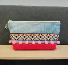 5デニムリメイク✂ファスナーポーチ