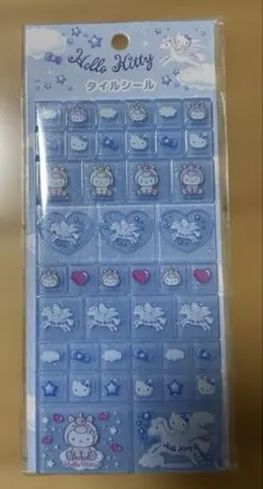 サンリオ　キティ　タイルシール　青　水色　ペガサス&ユニコーン　ブルー　ラメ