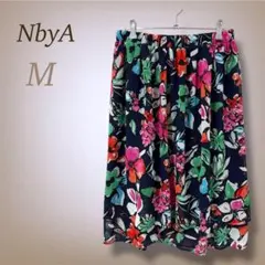 新品 タグ付き フレアスカート フラワープリント 花柄 上品 春 ミモレ丈 M