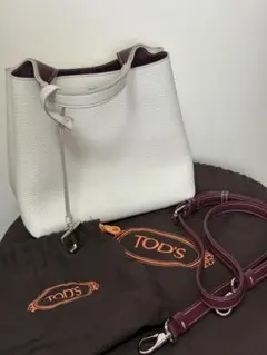 【美品】TOD'S 2WAYバッグ T タイムレス ホワイト