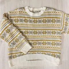 GU ノルディックセーター ニット 柄ニット　カジュアル　セーター　黄色