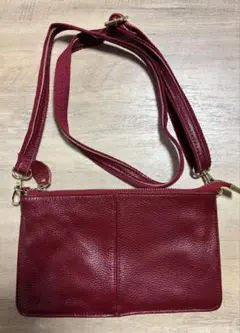 レザー ショルダーバッグ 赤