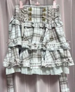 リズリサ はしごリボンチェックティアードスカパン ピンク