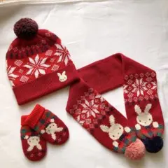 familiar マフラー，帽子，手袋セット　サイズ70〜90