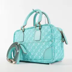 【極美品✨】ゲラルディーニ 2wayバッグ 総柄 ナイロン ミントグリーン