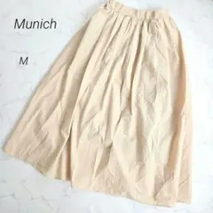 Munich ミューニック フレアスカート ロング ベージュ M タック 日本製のサムネイル