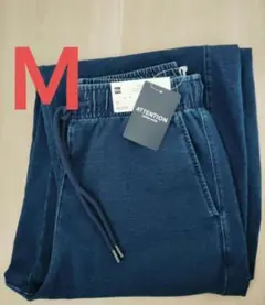 新品 GU デニムスウェットバレルレッグパンツ Q ブルー Ｍ ジーユー