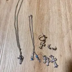 シルバー クロス 羽根 ネックレス ピアスセット 値下げ交渉可能