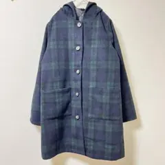 レーベルコレクションチェック柄フードコート中綿ライナー付き2wayロングコート